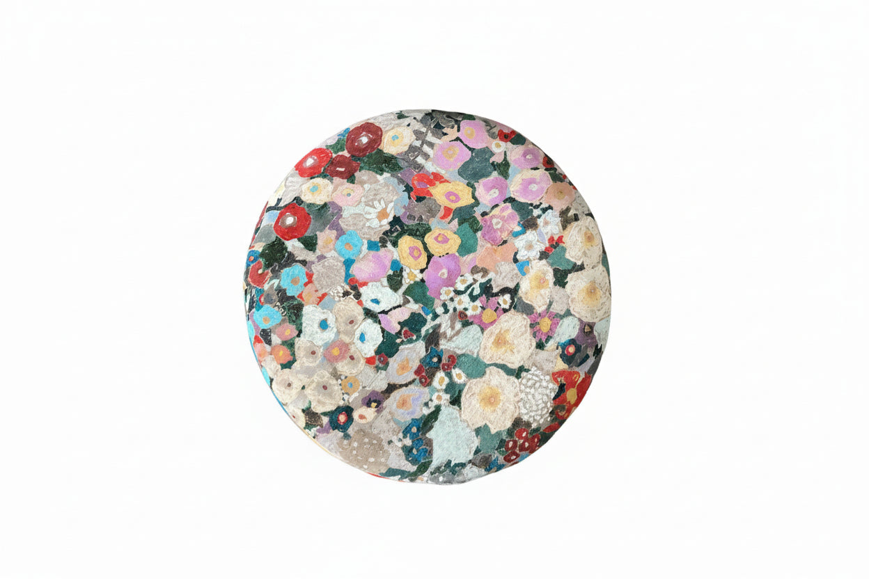 Volta Hollyhocks Footstool