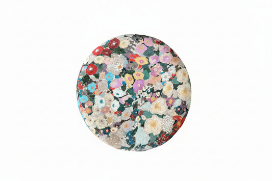 Volta Hollyhocks Footstool