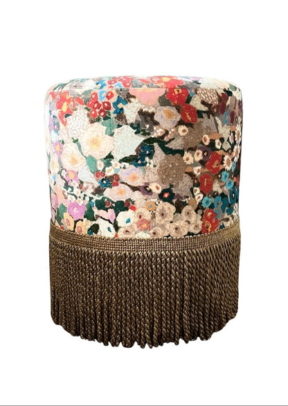 Volta Hollyhocks Footstool